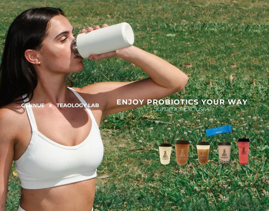 teaology and gennue collab, genbalance probiotics